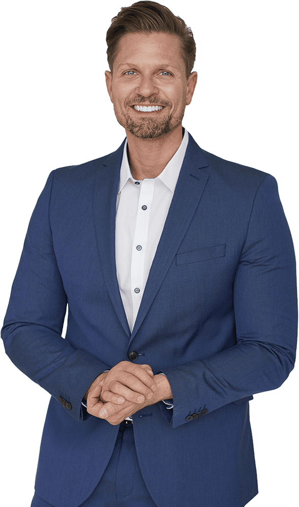 Professional host Avon Kettner with a welcoming gesture